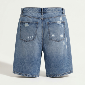 Shorts en jean décontractés pour hommes – 100 % coton, coupe ample, bleu clair et marque privée disponible - Product Image 2