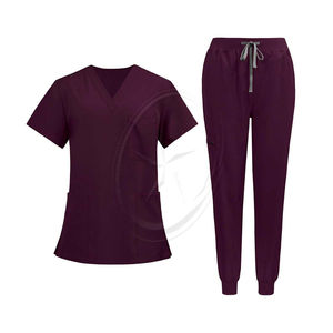 Ensemble de gommages pour femmes haut à col en V et yoga respirant été, gommages d'hôpital pantalon de survêtement uniforme d'allaitement médical gommages pour femmes - Product Image 1