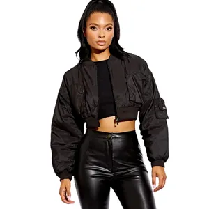 <b>Women's</b> <b>Lightweight</b> Bomber Jacket Spring Fall Full-Zip <b>Coats</b> OEM ODM Customized Latest Style Reversible Ladies Bomber Jacket - Product Image 1
