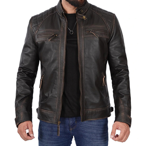 Veste en cuir pour homme à fermeture éclair complète Vestes en cuir véritable entièrement personnalisées Veste en cuir pour homme écologique et résistante au vent et respirante - Product Image 1