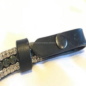 ที่กำหนดเองแฮนด์เมดหนังสีดำม้าคิ้ววง5แถวเงินชัดเจนคริสตัลประกาย Bling ที่มีคุณภาพสูงคิ้ววง - Product Image 3