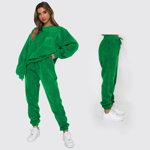 Ensembles de sweat à capuche avec fermeture éclair de couleur contrastée pour femmes avec logo personnalisé Ensemble de pantalons deux pièces décontractés Jogger Sweatpants Tracksuits pour femmes - Product Image 1