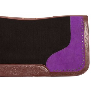 Beige Color Woolen Western Equestrian Hand Tooled Carved Leather Cutback <b>Felt</b> Work Horse Saddle <b>Pad</b> Size:32" X31"W X1" Thickness - Product Image 4