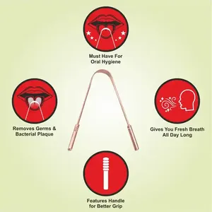 Ayurveda ที่ทำความสะอาดลิ้นทำจากทองแดงอุปกรณ์ดูแลช่องปากมีความยืดหยุ่น - Product Image 6