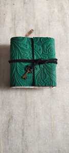 วารสารหนังนูนลึกทำด้วยมือด้วยการเย็บหนังและล็อคโลหะทำจากผ้าฝ้าย - Product Image 5