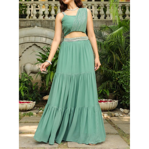 Vêtements pour femmes modestes vêtements de fête de créateurs indiens mariage Lehenga Choli & Dupatta ensemble robes de soirée respirantes du Pakistan - Product Image 4