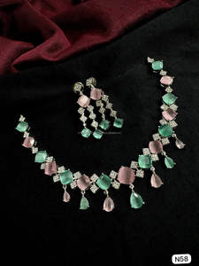 Ensemble de bijoux de mariée en diamant américain classique Collier et boucles d'oreilles en deux pièces pour mariage Style classique à la mode - Product Image 4