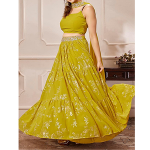 Dernière collection de robes de soirée de créateur pour l'Aïd Robe de soirée personnalisée pour femmes ensemble Lehenga Choli avec Dupatta Robe indienne pour adultes - Product Image 4