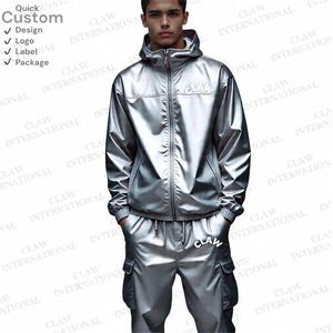 Survêtement en nylon pour hommes, pantalon de survêtement en nylon à rayures fluorescentes, coupe-vent en nylon personnalisé de haute qualité, survêtement à séchage rapide pour hommes - Product Image 5