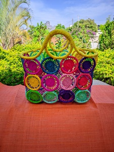 Sac fourre-tout en raphia macramé vintage tendance de luxe AIKO pour femmes, coloré et mignon - Product Image 3