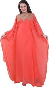 Elegante vestido de mujer de cuerpo entero con cuentas Abaya cristal adornado con patrón antiestático para musulmanes para fiestas - Product Image 2