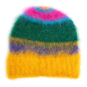 Gorro de punto Mohair para hombre con logotipo OEM y ODM personalizado, gorro deportivo de punto cálido para invierno, gorro de Mohair borroso para exteriores - Product Image 1