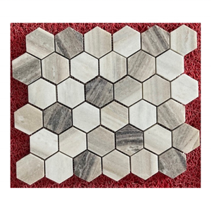 Mosaïque hexagonale en marbre Palissandro, pierre de calcite polie, décoration murale et de sol pour salle de bain, design minimaliste, imperméable - Product Image 2