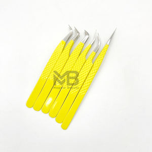 Pinzas de pestañas con logotipo personalizado, puntas plateadas con empuñadura de diamante, pinzas de extensión de pestañas de acero inoxidable japonés, Etiqueta Privada - Product Image 5