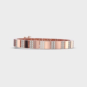 IGI Certified Lab Grown Round Diamond Geometric Link Bracelet in 14K Yellow / White / Rose Gold - Product Image 5