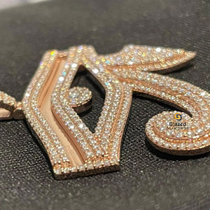 Charming Hip Hop Round Cut Moissanite <b>Eye</b> Design Diamond Pendant <b>Crafted</b> in 10Kt Yellow Gold With Enhanced Vvs Clarity - Product Image 2