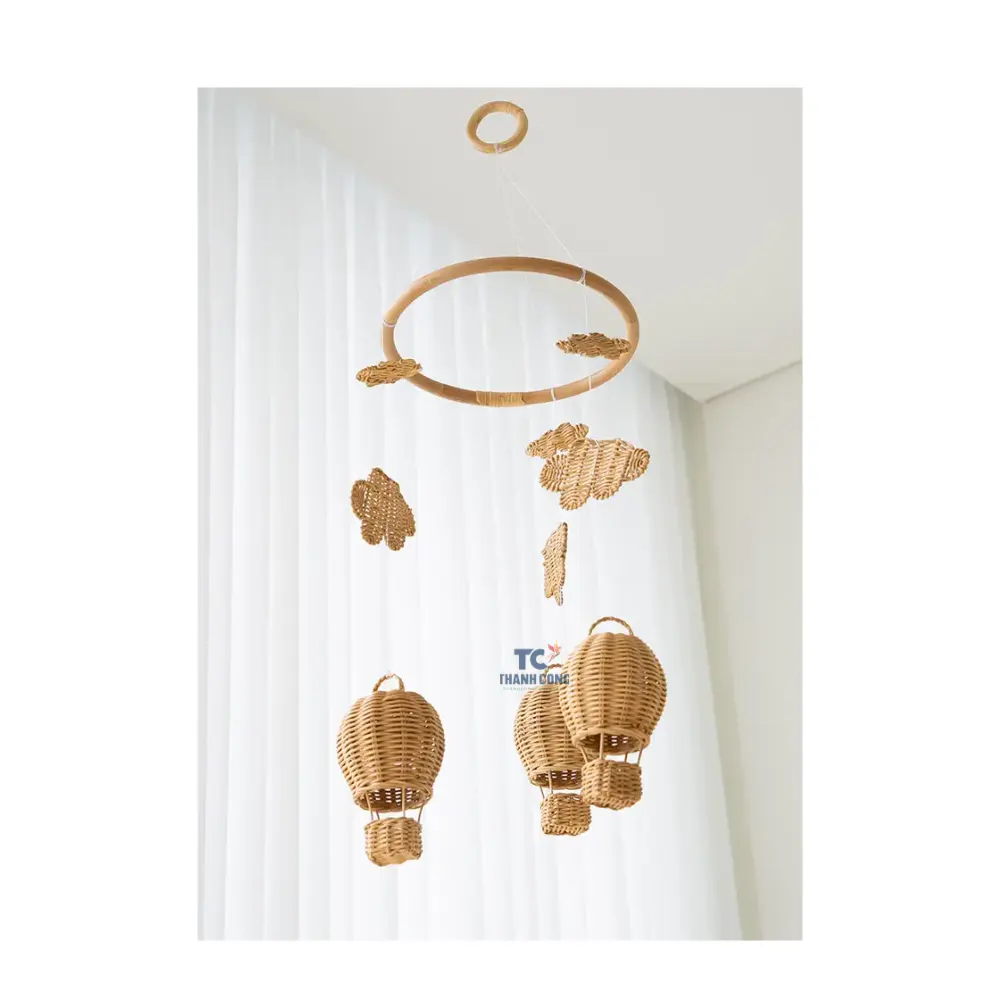 Hot mặt hàng mây handwoven Hot Air Balloon tường treo ý tưởng mới cho trẻ em phòng trang trí nội thất món quà sinh nhật ý tưởng Vườn Ươm