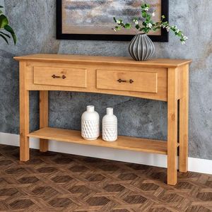 Mesa de consola de madera rústica clásica para casas de campo inspiradas en casas de campo y cabañas con decoración de estilo antiguo - Product Image 3