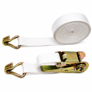 Correas de Amarre Blancas de 25 mm del Fabricante Vietnamita, Correas de Poliéster con Ganchos de Acero Resistentes para Transporte, Personalizables - Product Image 1