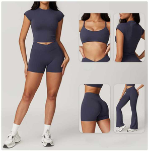 Conjuntos Deportivos de Alta Calidad 2026, Pantalones Cortos de Gimnasio Elásticos en Cuatro Direcciones, Manga Corta, Ropa Deportiva Transpirable para Mujer, Fitness, Yoga - Product Image 2