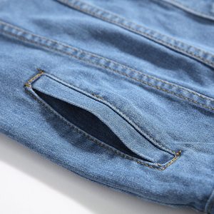 Custom Made <b>Men's</b> Regular Winter Plain <b>Denim</b> <b>Jacket</b> 100% Cotton Blue Jean <b>for</b> Plus Size <b>Men</b> Stretchable Design Quick Dry - Product Image 4