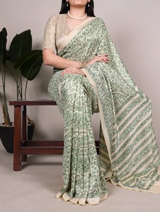 Sari en soie Tussar lourde – Modèle de créateur pour femme, non imprimé, en stock - Product Image 3