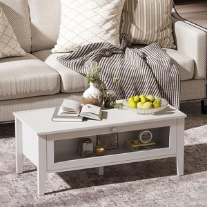 Mobile TV Moderno Bianco in Legno con Ante in Vetro e Armadietti per TV fino a 65 Pollici - Product Image 6