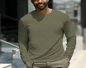 Handmade 100% Cotton O-Neck Long Sleeve T-<b>Shirt</b> for Men Vintage Style Solid Pattern Slim Fit Different <b>Colours</b> Jersey Fabric - Product Image 2