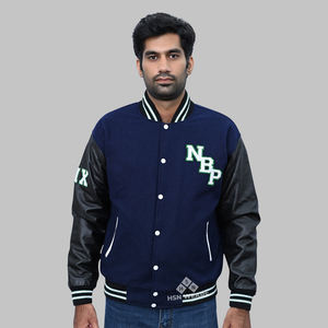 Chaqueta universitaria de cuero PU y lana de primera calidad para hombres y mujeres Bomber con letras universitarias personalizadas con chaquetas con parche de chenilla OEM - Product Image 5