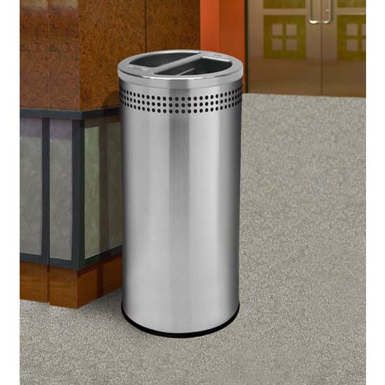 Upscale Look Recycling Bins Stainless Steel Trash Can Concise Style Litter Bin for Downtown