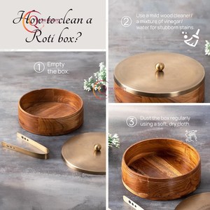 La boîte de riz de boîte de Chapati de marmite en bois traditionnelle luxueuse garde les aliments chauds et les casseroles fraîches pour le restaurant de cuisine à domicile - Product Image 3