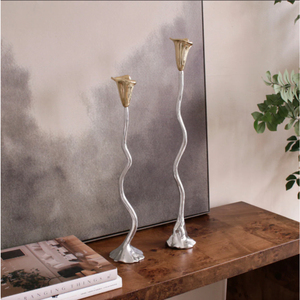 Ensemble de 3 bougeoirs modernes en métal doré pour la décoration intérieure, centre de table de mariage et de salle à manger, décoration intérieure - Product Image 5