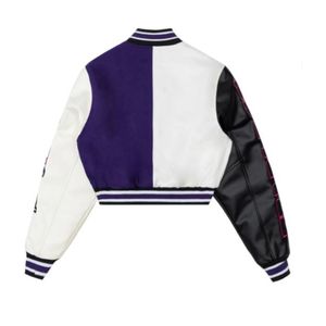 Veste universitaire courte pour hommes et femmes, vêtements de rue vintage violet, broderie de baseball, veste universitaire HBCU pour hommes - Product Image 4