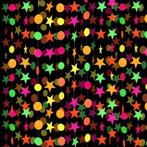 Cercle fluorescent points guirlandes néon banderoles UV lumière noire lueur réactive lumineuse fête de mariage enfants décorations d'anniversaire - Product Image 3