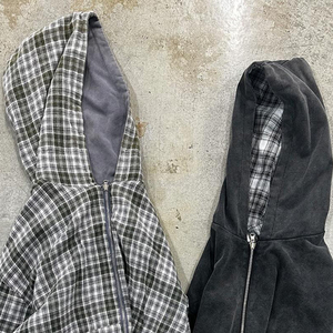 เสื้อฮู้ดดี้และเสื้อสเวตเชิ้ตผู้ชายแบบถัก 100% ผ้าฝ้าย ซิปเต็มตัว สไตล์สตรีทแวร์ ลายตาราง  น้ำหนัก 460GSM รุ่นใหม่ล่าสุด รับสกรีนโลโก้ตามแบบ - Product Image 5