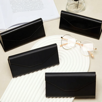 Étui de rangement portable pliable en cuir PU semi-rigide pour lunettes de soleil et lunettes de vue avec logo personnalisé