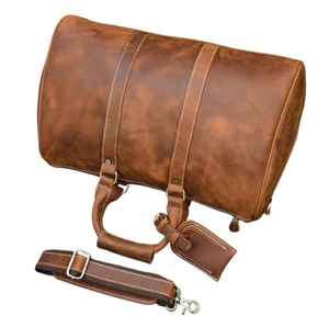 กระเป๋าทรงดัฟเฟิลกระเป๋าเดินทางสำหรับยิมหนังแท้ขนาดใหญ่หรูหรามีสไตล์ใส่ได้ทั้งชายและหญิงมีซิปปิดดีไซน์ล่าสุดราคาถูก - Product Image 2