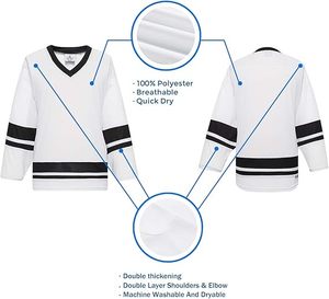 Camiseta de hockey sobre hielo Lisa 100% poliéster adulto personalizada al por mayor Negro Azul blanco - Product Image 4