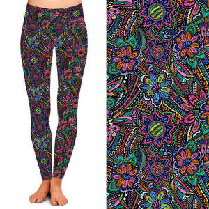 Leggings pour femmes, impression numérique, imprimé floral, taille haute, doux comme du beurre, 92% polyester, 8% élasthanne - Product Image 6