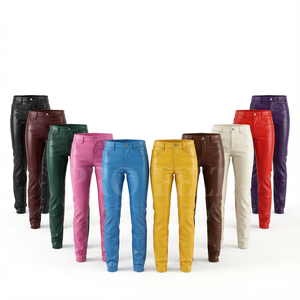 Pantalones de Cuero Personalizados, Corte Recto, Cinco Bolsillos, Costura Simple, Trabillas para Cinturón, Botones Delanteros, Estilo Clásico y Moderno - Product Image 1