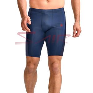 Meilleures ventes de shorts de compression pour hommes avec logo personnalisé tissu en toile motif solide vêtements d'entraînement anti-rides-Vente en gros - Product Image 1