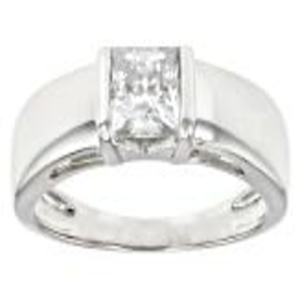 <b>Mens</b> Classic Emerald Cut Moissanite Prong Setting 925 Sterling Silver Certified 6 Gram Wedding Anniversary Engagement <b>Ring</b> - Product Image 1