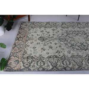 พรมตุรกีวินเทจ ขนาด 5.8x9.5 ฟุต (177x290 ซม.) พรมขนสัตว์ลายดอกไม้สีเทา - Product Image 3