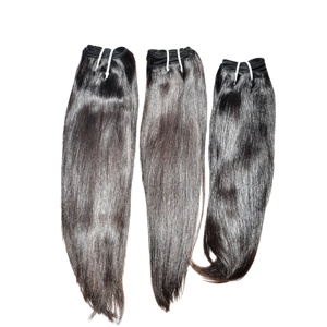 Extensions de cheveux humains vierges indiens 100 % naturels non traités, cuticules alignées, lisses comme de la soie, double trame, fabriquées à la machine - Product Image 1