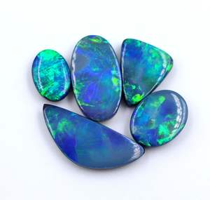 Australian Opal Doublet Cabochon Natural <b>Fire</b> Color 5-Piece Set for Jewelry Making Loose Gemstones - Product Image 3