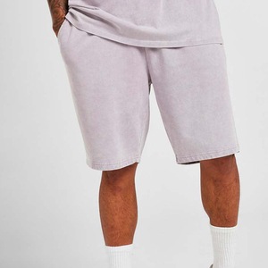 กางเกงขาสั้นออกกำลังกายผ้าฟอกกรดสไตล์วินเทจสำหรับผู้ชาย100% ผ้าฝ้ายขนาด X มีการตกแต่งลายตาข่ายทึบปรับแต่งฤดูร้อน - Product Image 1