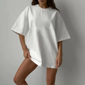 Camiseta de Verano para Mujer, Nueva Moda, Casual, Holgada, 100% Algodón, Antibolitas, Color Sólido, Manga Corta con Decoración de Letras - Product Image 6