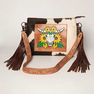 Bolso cruzado occidental de cuero de piel de moda estilo Rodeo con diseño de herramientas manuales y borla fabricante indio - Product Image 1