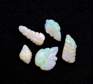 5 ชิ้นธรรมชาติออสเตรเลียโอปอลแกะสลักโอปอลแกะสลัก Cabochon แกะสลักใบธรรมชาติออสเตรเลียโอปอล - Product Image 4