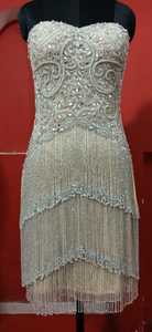 Dernière conception de robe de soirée perlée sans bretelles sans manches robe de soirée de mariage au genou pour les femmes de l'exportateur indien - Product Image 5
